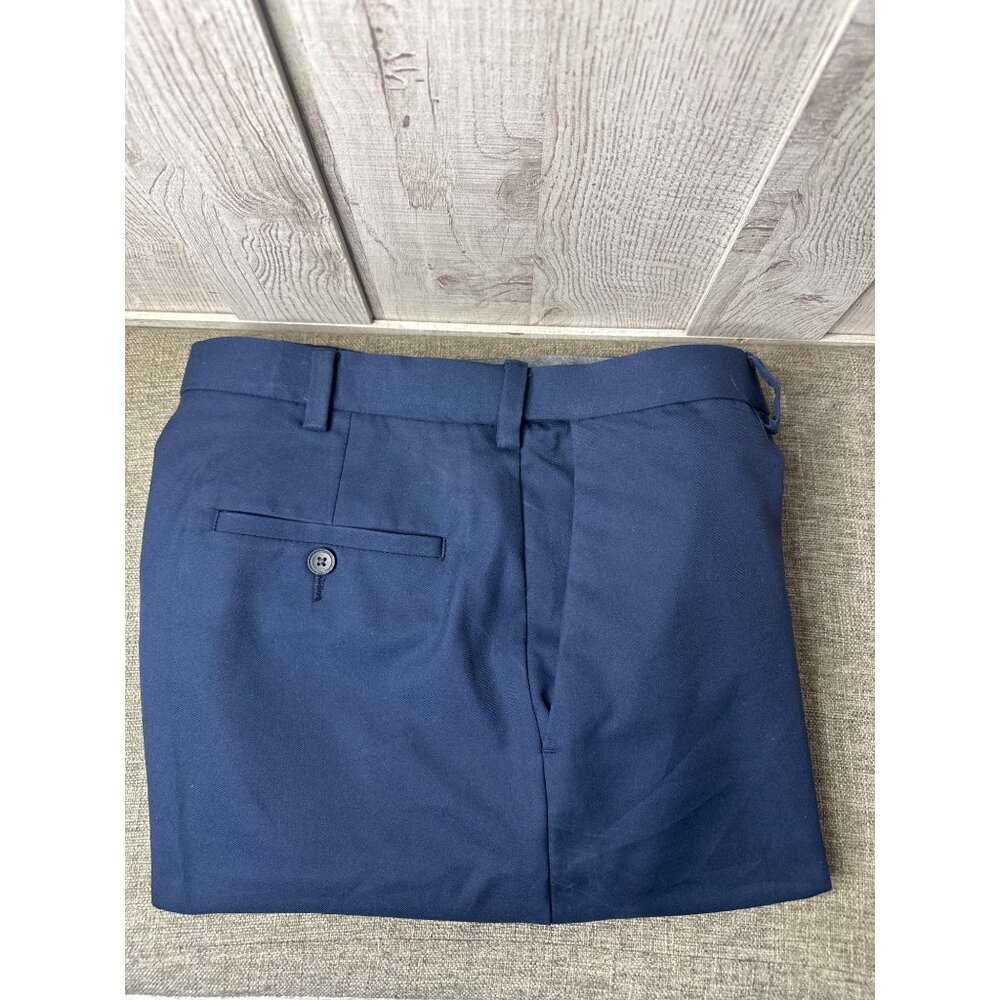 Haggar Mens Navy Dress Pants 36x34 Polyester Flat Front Classic Fit Straight Leg - Picture 4 of 4